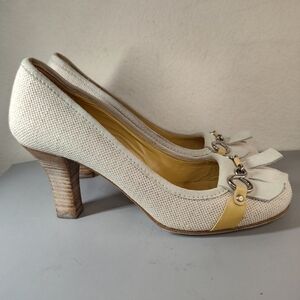 Furla Women's Kitten Heels Pumps Ivory Beige Sz EU 39.5 US 9 nwt
